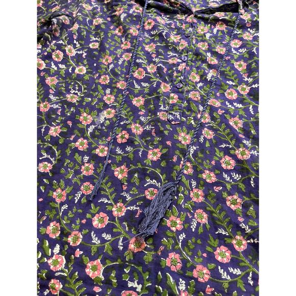 India Collection Emerson Fry Bardot Top in Iris Wildflower Blouse Shirt womens M - Picture 3 of 11